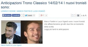 Marco Fantini e Luca Viganò nuovi tronisti della trasmissione Uomini e donne