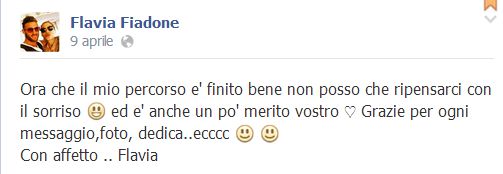 Flavia Fiadone scrive su facebook