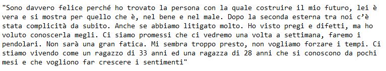 Messaggio dell'ex tronsita Luca Viganò