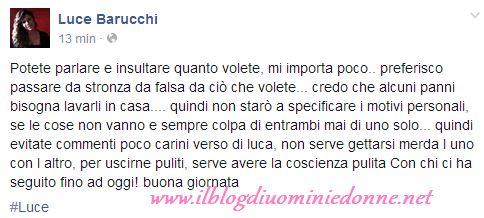 Messaggio di Luce Barucchi su facebook