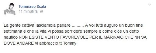 Tommaso Scala scrive su facebook