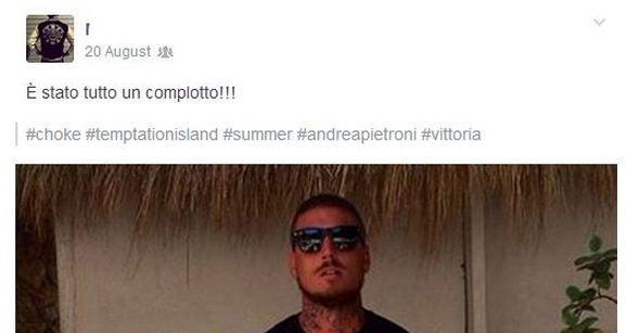 Andrea Pietroni dichiara che Temptation Island è un complotto