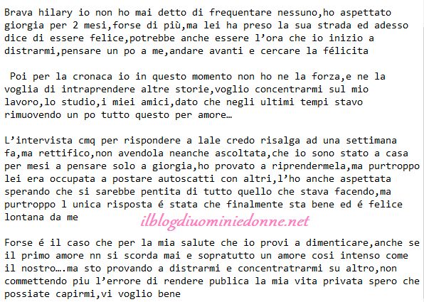 Manfredi Ferlicchia scrive a Giorgia Lucini