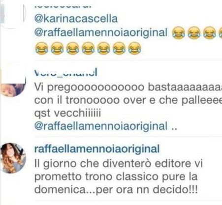 Messaggio di Raffaella Mennoia su Instagram