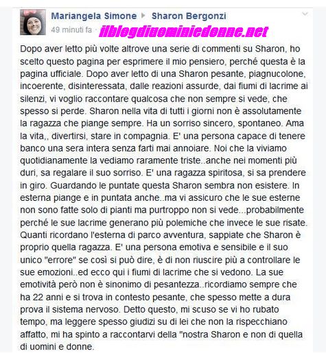 Sharon Bergonzi a Uomini e donne vista da un'amica