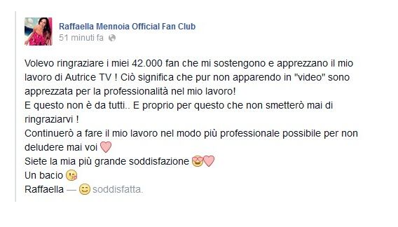 Raffaella Mennoia su facebook