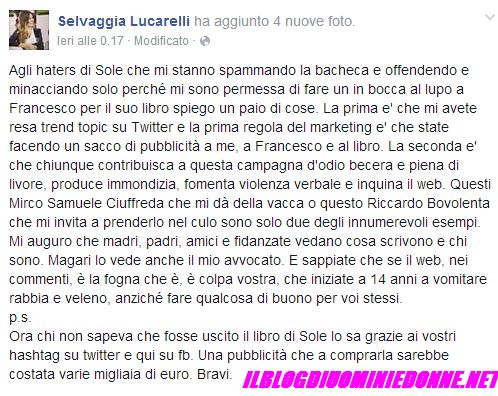 Selvaggia Lucarelli su Facebook