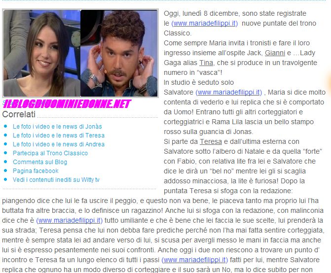 Anticipazioni Uomini e donne 08-12-14 Parte 1