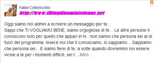 Fabio Colloricchio  messaggio su facebook