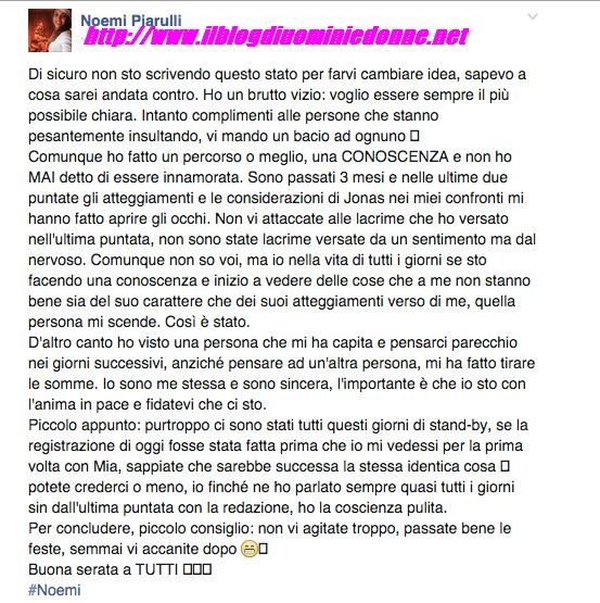 Noemi Piarulli su facebook si difende dalle accuse