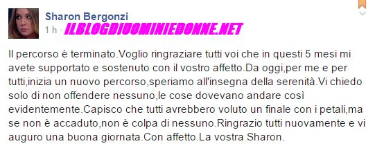 Sharon Bergonzi si congeda da Uomini e donne