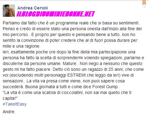 Messaggio di Andrea Cerioli