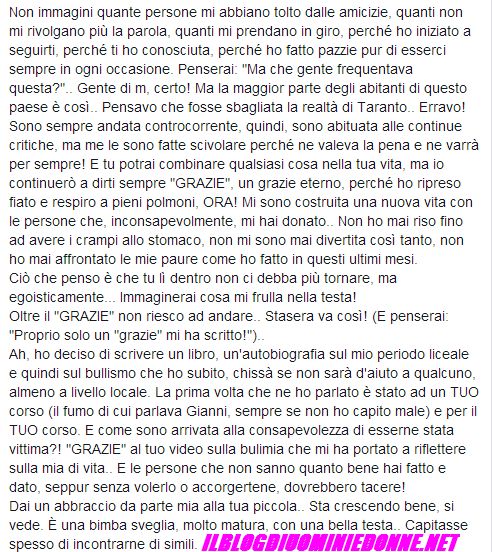 Messaggio di Elga Profili su facebook