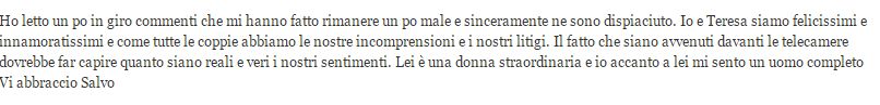 Salvatore di Carlo ribadisce il suo interesse per Teresa Cilia