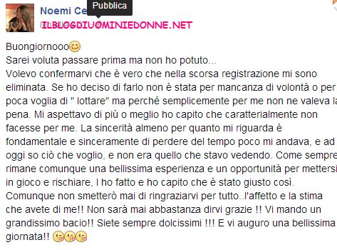 Noemi Ceccacci lascia il trono di Uomini e donne