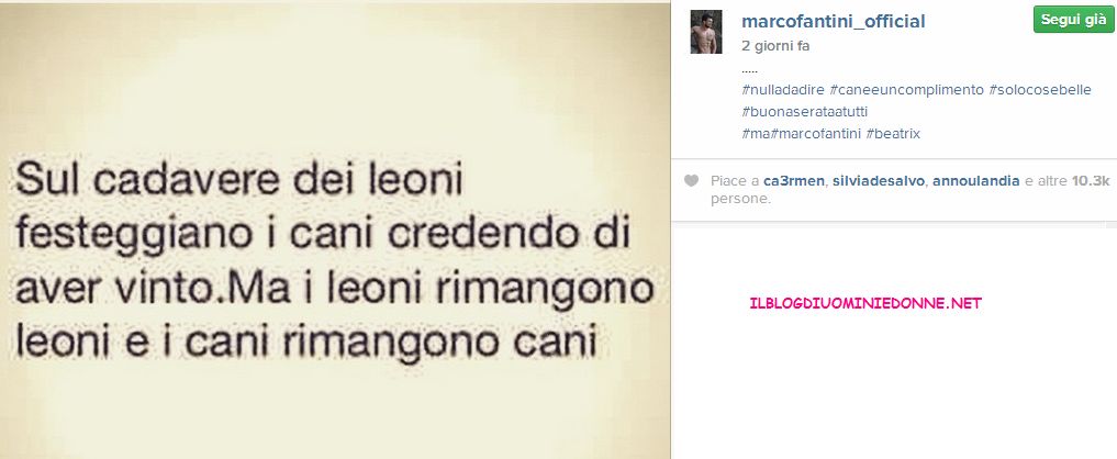 Marco Fantini furente su instagram