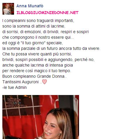 Anna Munafò tronista di Uomini e donne compie gli anni