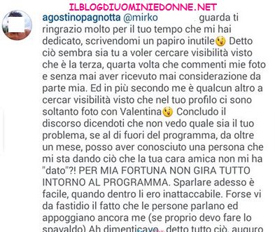 Agostino Pagnotta scambio di accuse su instagram