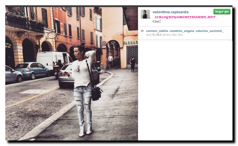 Valentina Rapisarda scrive su instagram