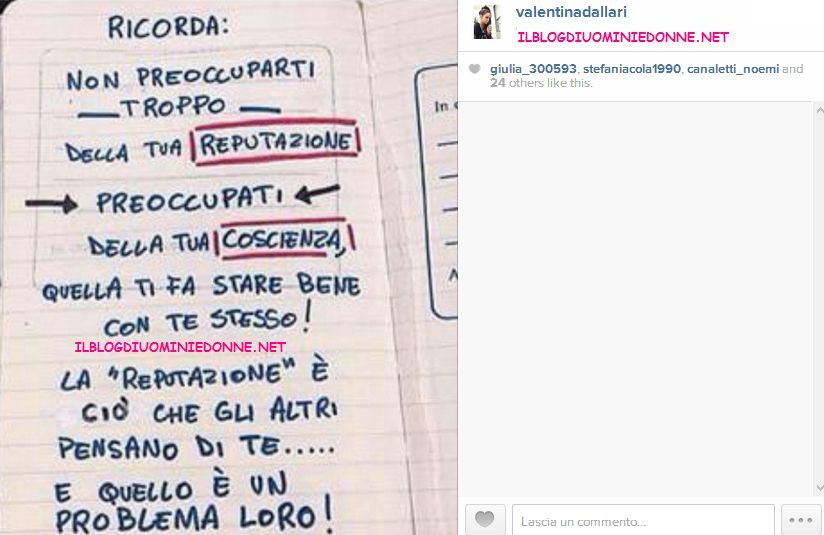 Valentina Dallari da Instagram scrive