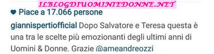 Gianni Sperti felice per la scelta di Amedeo e Alessia Messina