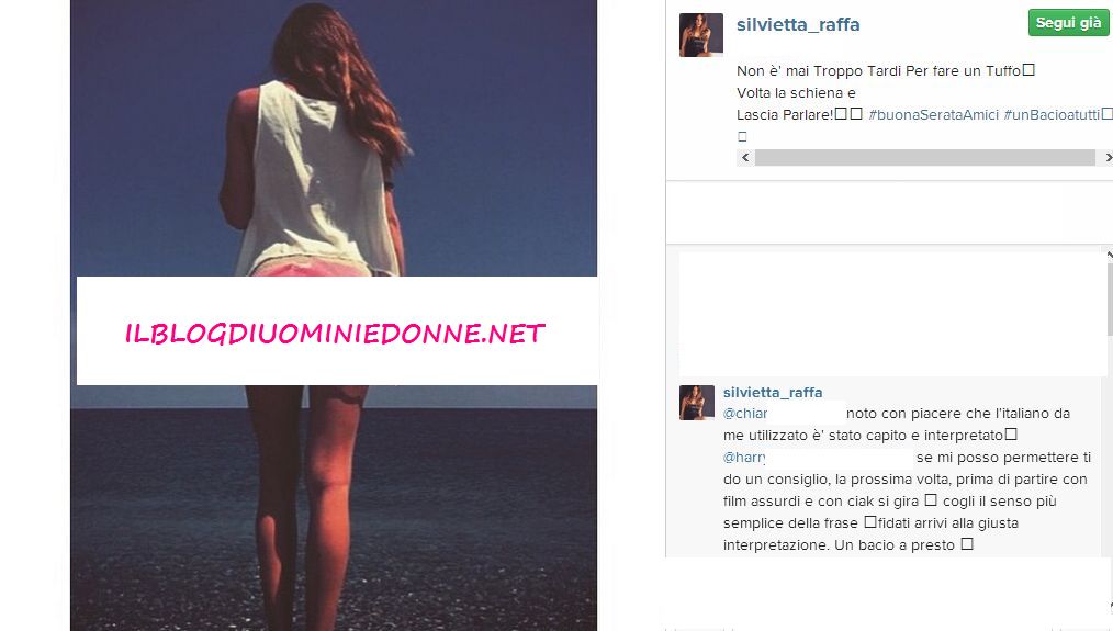 Silvia Raffaele scrive nella sua bacheca instagram