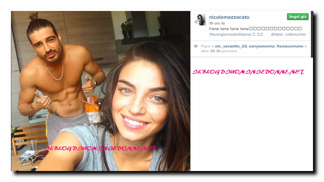 Nicole Mazzocato e Fabio Colloricchio pubblicano su instagram