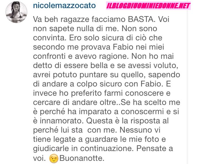 Nicole Mazzocato messaggio alle haters parte 1