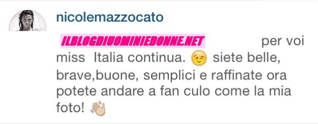 Messaggio di Nicole Mazzocato su instagram