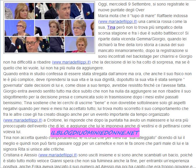 Anticipazioni Uomini e donne Over 09-09-15 Parte 1