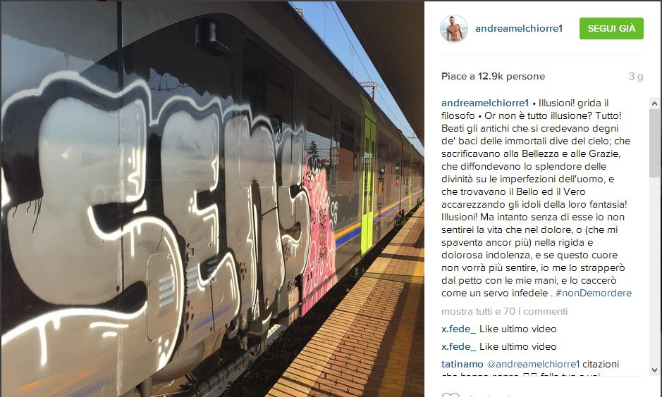 Andrea Melchiorre scrive su instagram