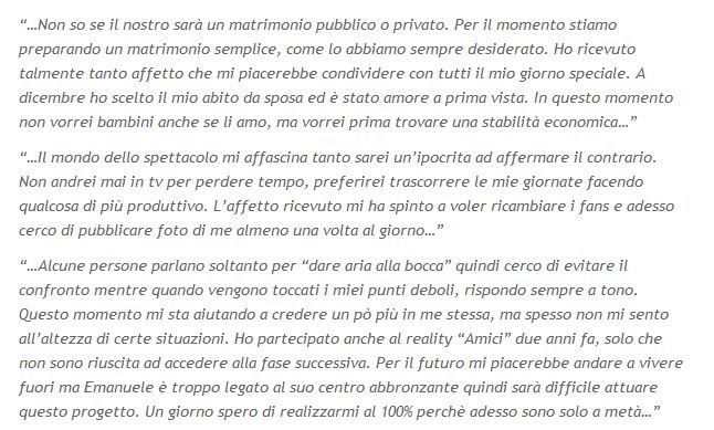 Alessandra de Angelis e Emanuele d'Avanzo messaggio del matrimonio