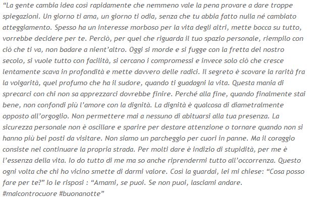 Giulia Carnevali su instagram dice di Lucas Peracchi