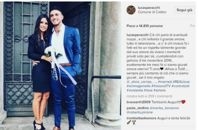 Luca Peracchi e Silvia Corrias si sono sposati