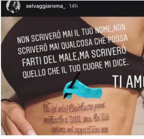 Selvaggia Roma messaggio d'amore a 