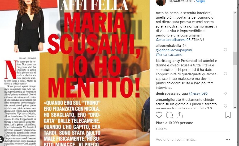 Sara Affi Fella nuova pagina instagram