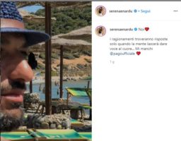 Serena Enardu manda messaggi d'amore a Pago