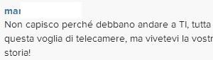 Commenti contro Valentina su Instagram