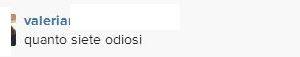 Commenti contro Valentina su Instagram