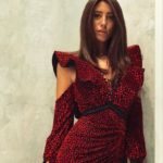 Foto di Chiara Nasti con elegante vestito rosso